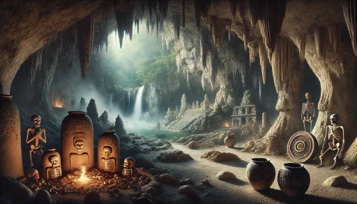 depiction of the limestone caverns in Belize