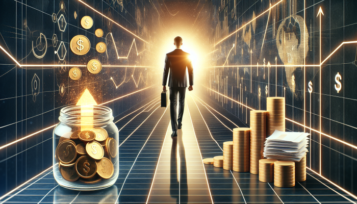 Understanding Debt Consolidation vs Restructuring: Key Differences | DCL A person walking a bright path, symbolizing financial planning and empowerment with documents and a savings jar.