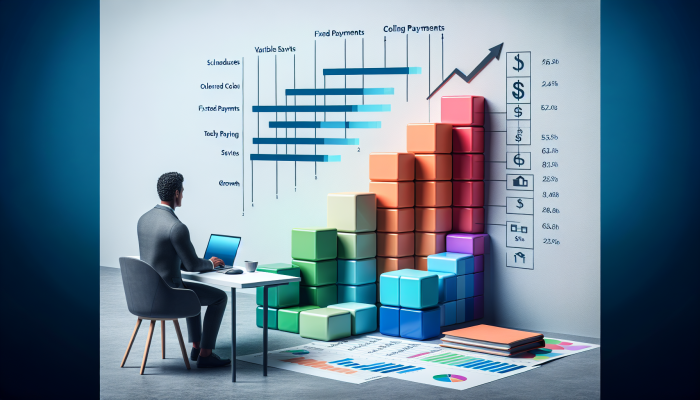 How Debt Consolidation Influences Savings Goals: An Informative Guide | DCL Individual budgeting confidently at a desk with fixed payment schedules and steady savings growth charts.