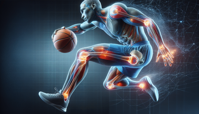 Athlete playing basketball with well-lubricated joints, illustrating the benefits of collagen supplements.